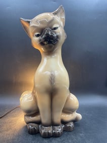 Vintage 1950s Maddux of California Siamese Cat TV Table Lamp