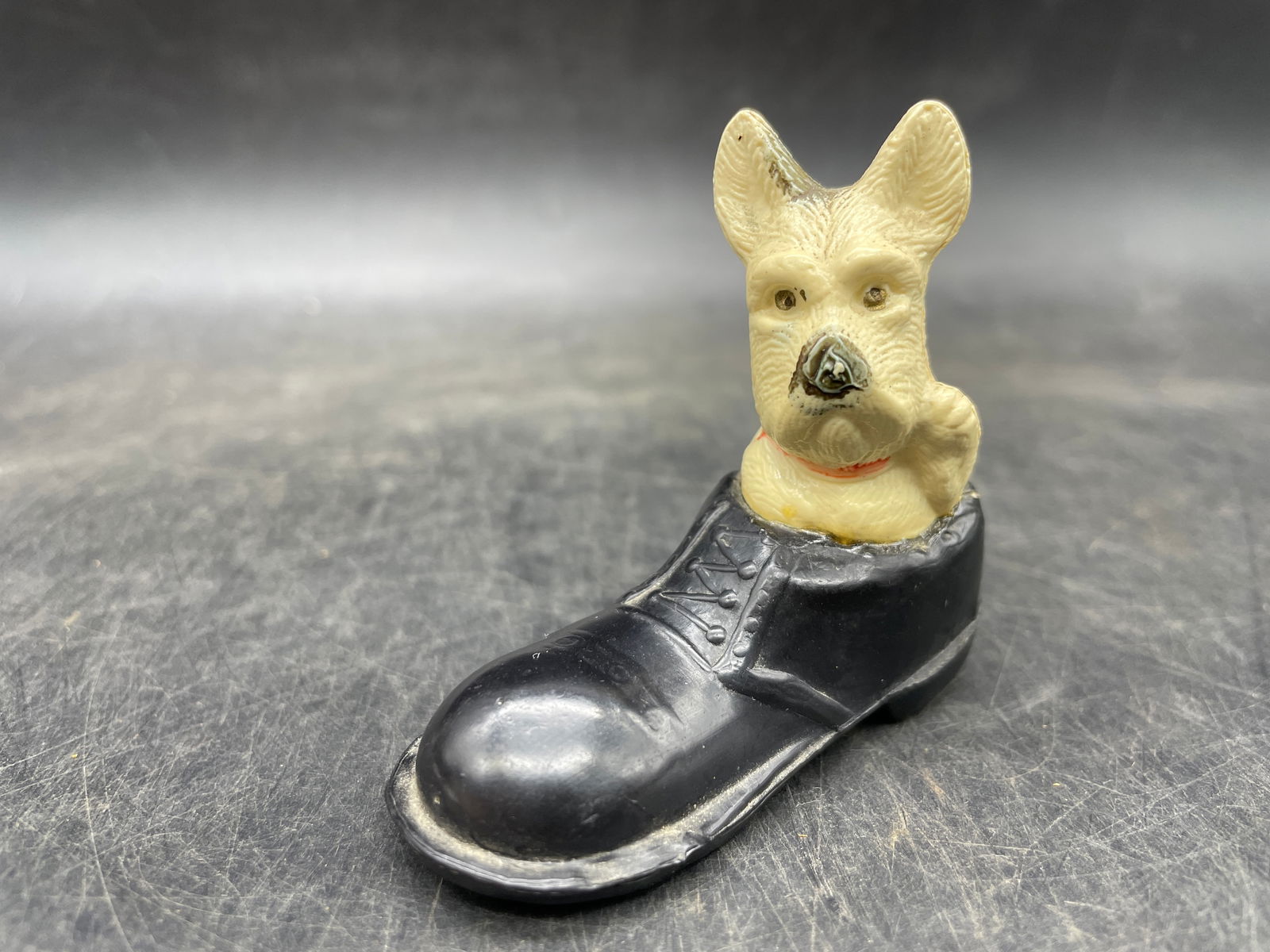1930's Japan Sheep Dog in Men's Dress Shoe Miniature Collectible (1 of 7)