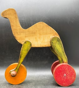 Folk Art Camel Pull Toy Up and Down Movement