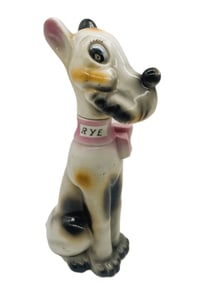 VINTAGE PORCELAIN SPOTTED SCOTTISH TERRIER DOG RYE DECANTER BOTTLE JAPAN