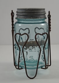 Vintage Atlas Mason Canning Jar w/ Wire Holder