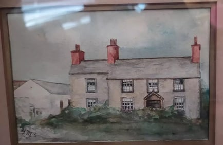 Watercolor Farmhouse European 19th Century signed