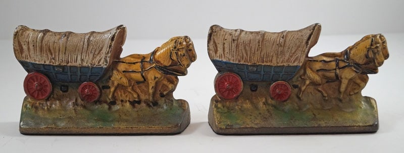 Conestoga Wagon Cast Iron Hubley Bookends (1 of 5)