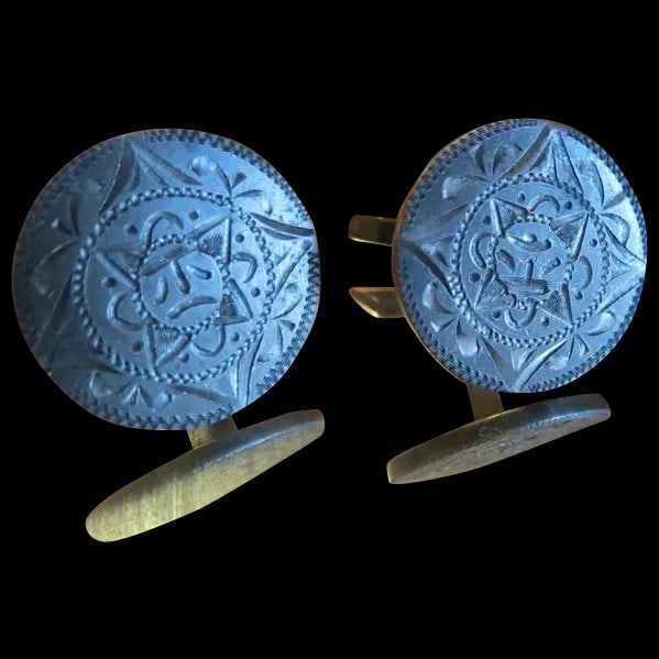 Vintage Sterling silver Mexican Mens cufflinks signed Sterling Mexico cuff links (1 of 3)
