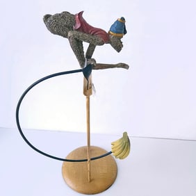 Unique Vintage Balance Toy Monkey Chasing Bananas