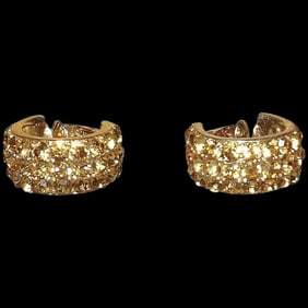Elegant Dress Rhinestone Gold Tone Clip on Earrings