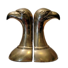 Vintage Brass Eagle Head Bookends