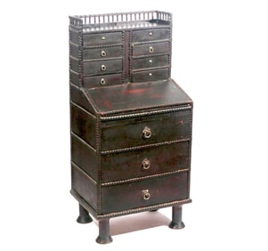 Tramp Art Secretary Desk of Diminutive Size, Late-19th Century.