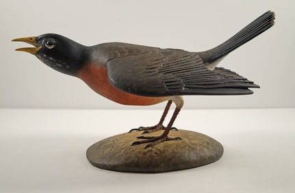 Life-Size Robin Bird Wood Carving by Finney