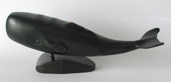 Vintage folk art wood carved Sperm Whale figure.