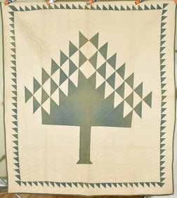 1890's Tree of Life Quilt, Sawtooth Border