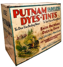 ANTIQUE ALUMINUM PUTNAM DYES & TINTS ADVERTISING STORE DISPLAY CABINET