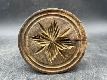 Primitive Wood Carved ~ Snowflake Star Design Butter Print