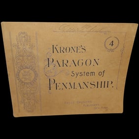 Antique KRONE'S PARAGON Student's School Penmanship Book, English and German Cursive, Lettering Book