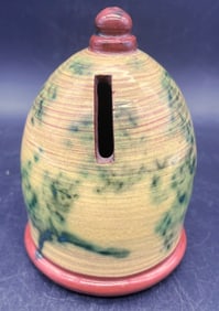 REDWARE POTTERY BEEHIVE BANK Signed JEFF WHITE 1988