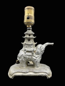 Cast Iron Art Deco Nouveau Arts & Craft Elephant Lamp