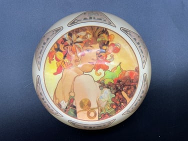 Art Nouveau Lady glass paperweight