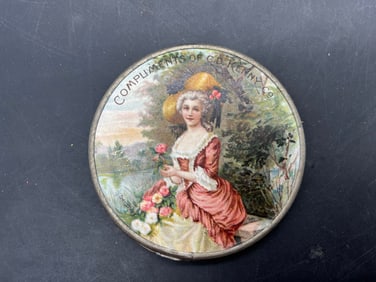 Early 1900's C D KENNY Co. Pocket Mirror Advertising Compact Victorian Lady
