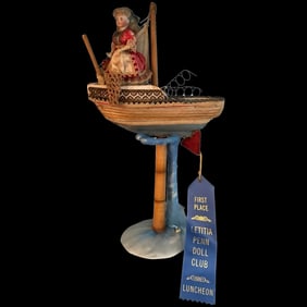 Antique Doll on Ship Marotte all original working condition