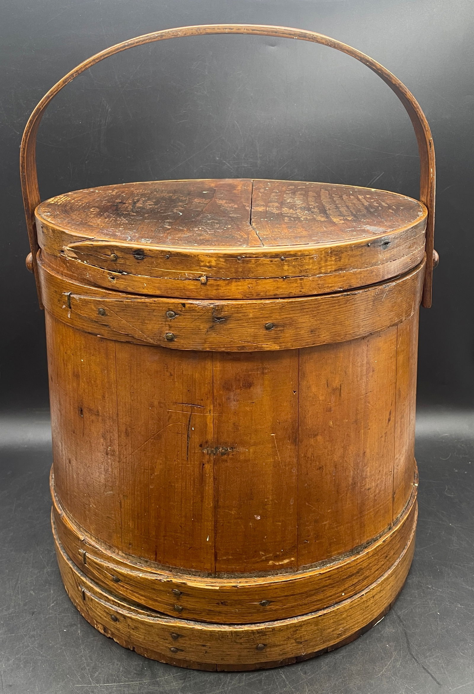 Primitive Handmade Wood Firkin Sugar Bucket Pantry Box Americana (1 of 8)