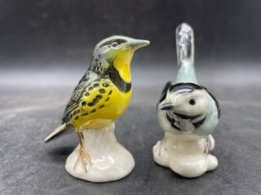 2 Vintage Goebel Bird Figurines Western Meadowlark, And White Wagtail W. Germany