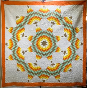 Beautiful Handmade Patchwork Star Quilt Signed & Dated