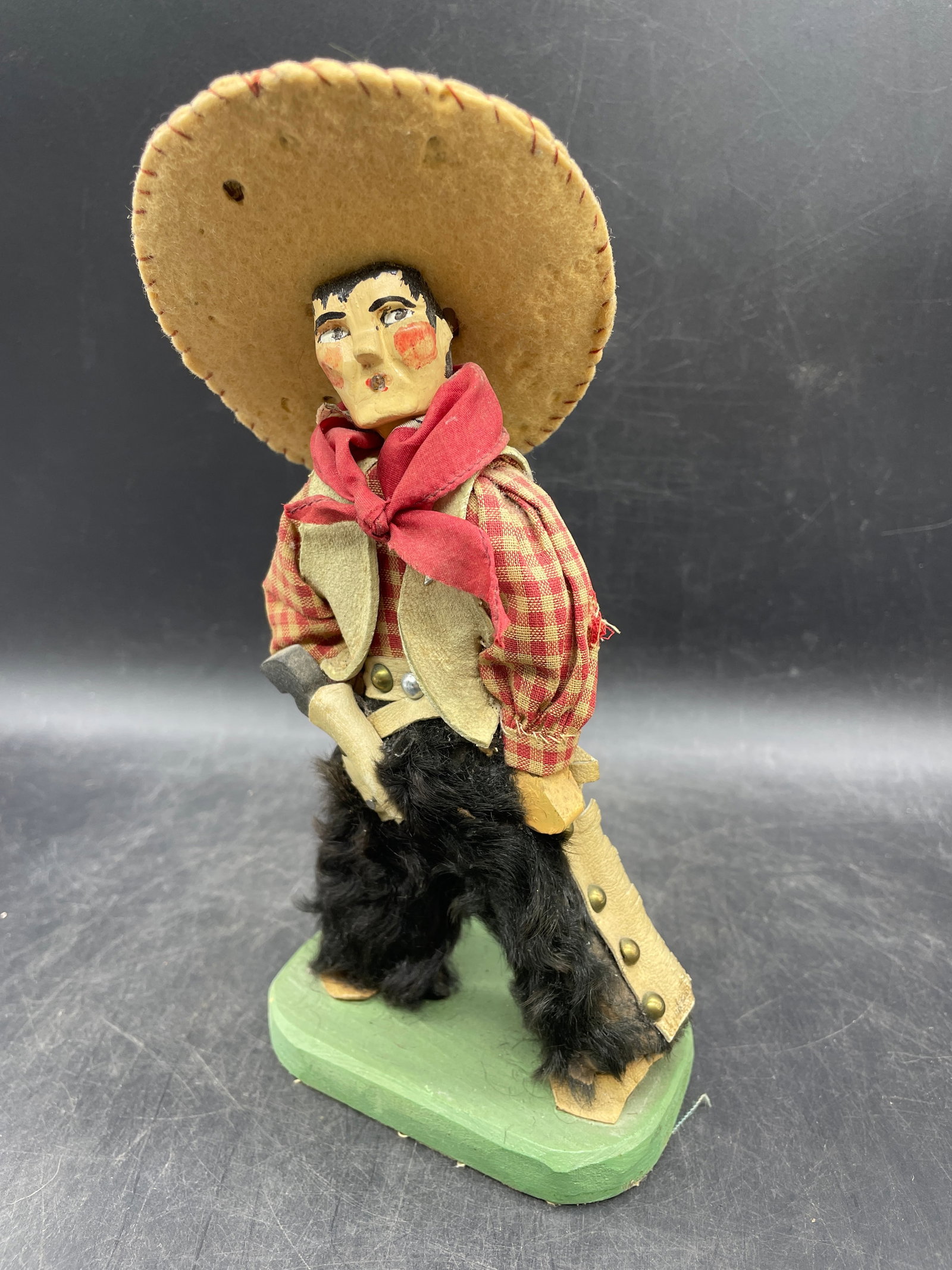 Primitive Folk Art Fabric Cowboy: Title: Primitive Folk Art Fabric Cowboy Date/Period: UNKNOWN Dimension: Approx 8 x 4 x 2 Material: fabric Additional Information: Primitive Folk Art Fabric Cowboy Provenance Pete Cecere Personal colle