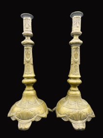 Ornate Brass Candlesticks Renaissance