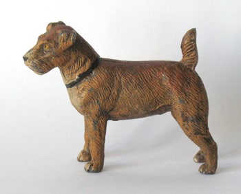 Antique cold painted metal Fox Terrier figurine.