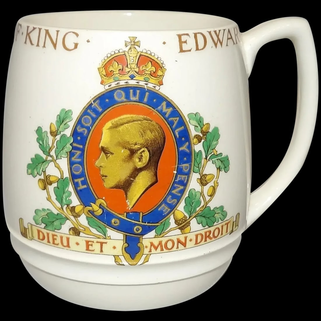 Copeland Spode 1937 Coronation of King Edward VIII Tea Mug: It was made to commemorate the coronation of King Edward VIII in May of 1937 that never took place due to his abdication before the event. The bottom has the makers mark as shown. It's in excellent co