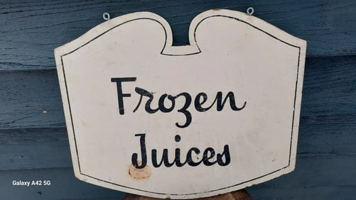Antique hand painted sign FROZEN JUICE