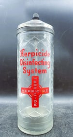 Herpicide Disinfecting System Barber Shop Germicidal Canister Jar