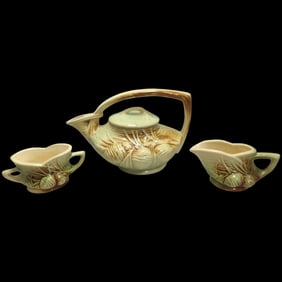 McCoy 1940s Pinecone Teapot with Sugar & Creamer