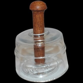 Antique Farm House Décor Glass Butter Mold with Cow Impression