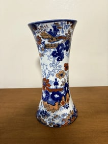 Flow Blue Polychrome Vase