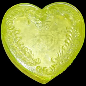 Boyd Glass Vaseline Heart Shaped Trinket or Mint Dish