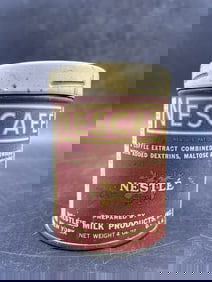 1920s NESTLE Nescafe Coffee SAMPLE Size ADVERTISING TIN Paper Label