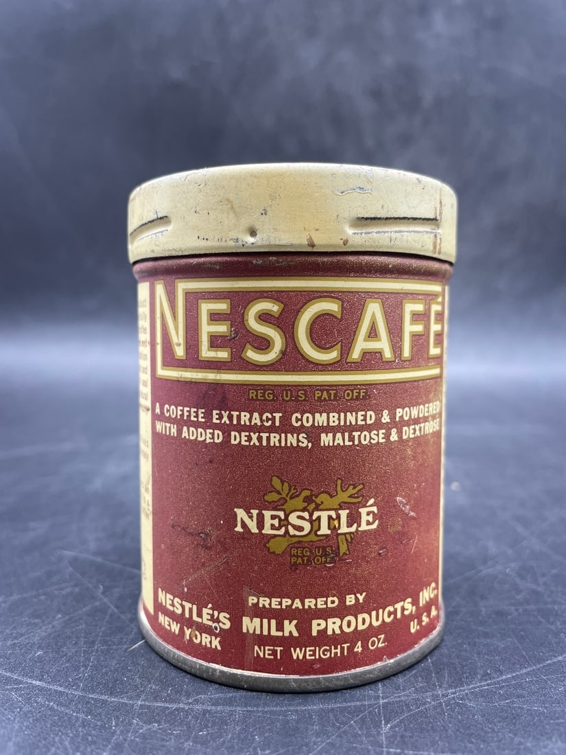 1920s NESTLE Nescafe Coffee SAMPLE Size ADVERTISING TIN Paper Label (1 of 8)