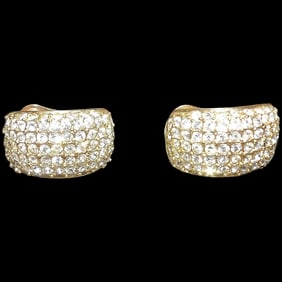 Vintage Roman Gold Tone Rhinestone Clip on Earrings
