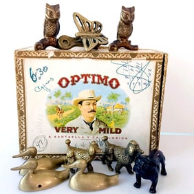 Variety of Brass Animal Figures Dogs, Owls, Ducks Butterfly