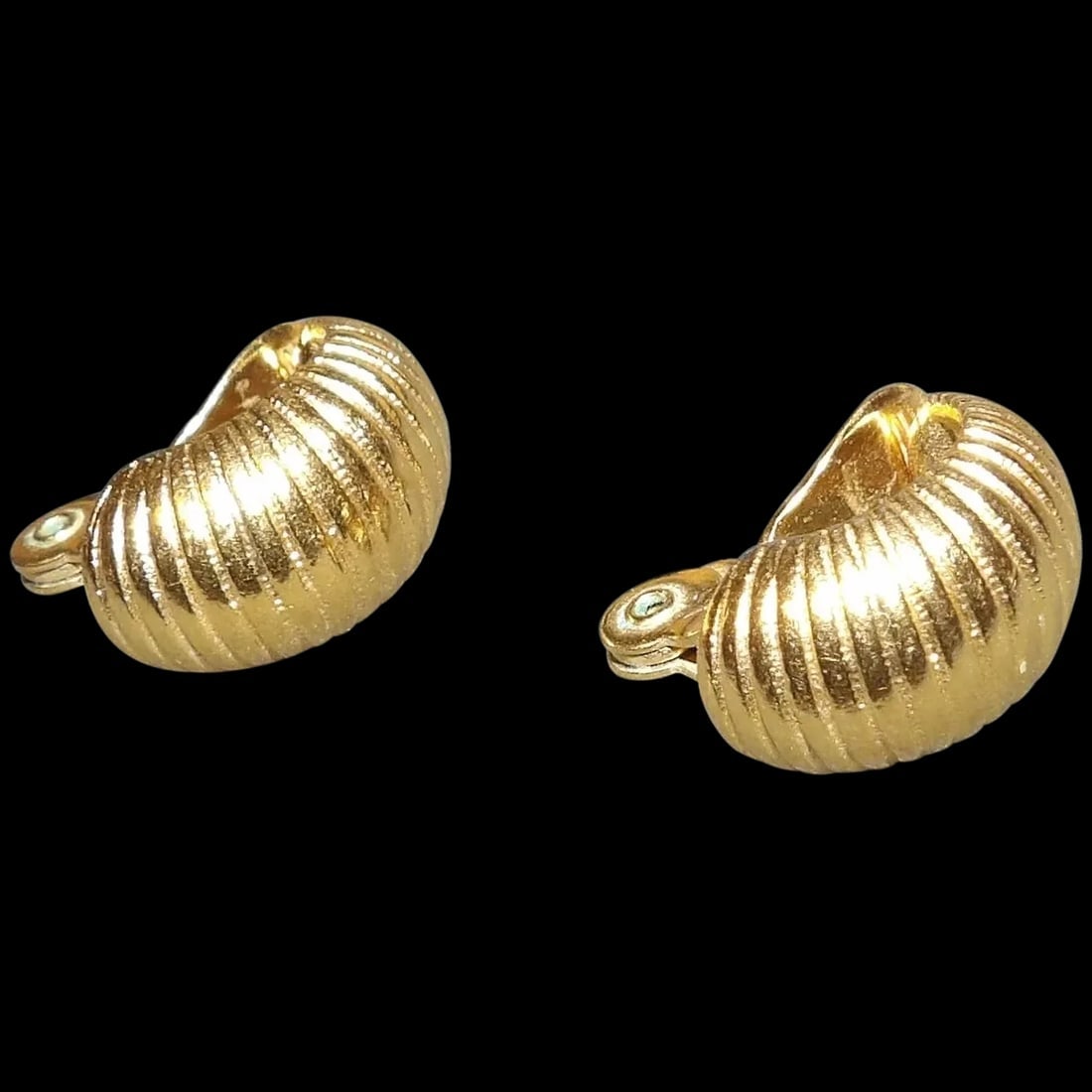 Monet Gold Tone Half Hoop Clip on Earrings – Signed (1 of 5)