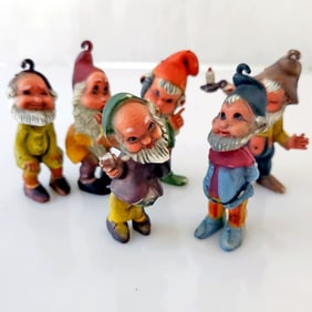 Bradford Exchange 1983 Set of 6 Elves / Gnomes Ornaments