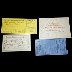 Antique Rail Road Tickets and Passes of the Peoria, Pekin and Jacksonville R.R.-Cairo and Vincennes