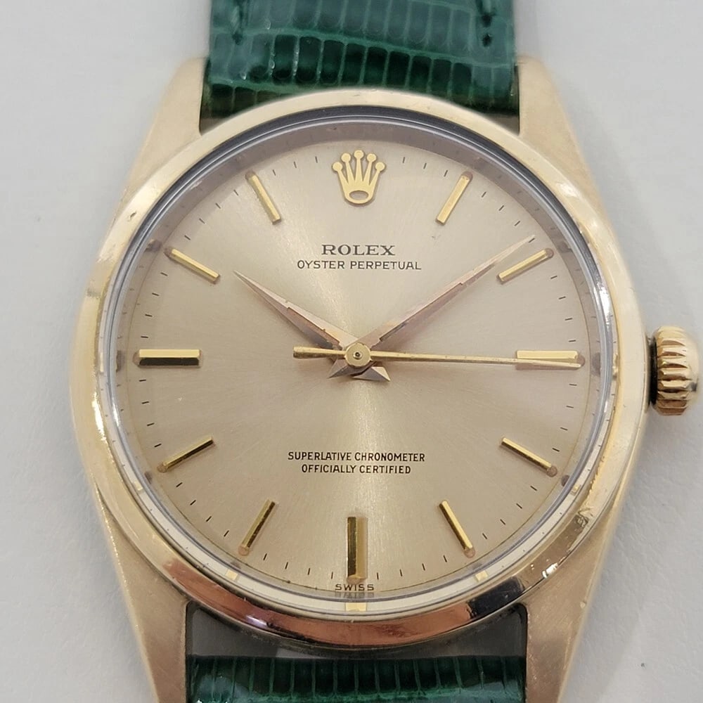 Rolex Oyster Perpetual 1014 34mm Gold Capped Mens Automatic 1960s Vintage RA541B: Title:Rolex Oyster Perpetual 1014 34mm Gold Capped Mens Automatic 1960s Vintage RA541B Description:Timeless classic, Men's Rolex Oyster Perpetual Ref.1014 "Golden Egg" automatic, c.1963, in excellent