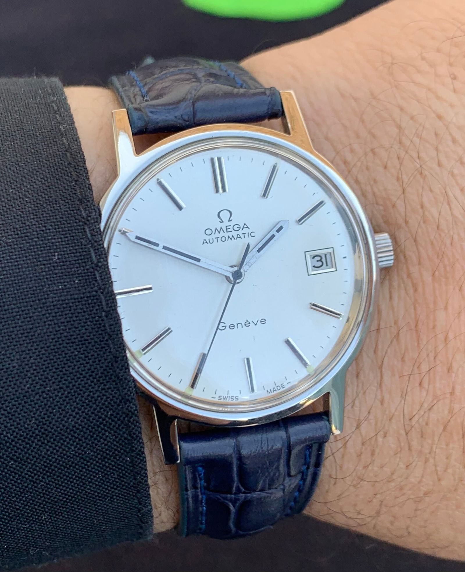 Vintage Omega Geneve, Automatic English made Dennison Stainless case With Blue Leather Straps (1 of 7)