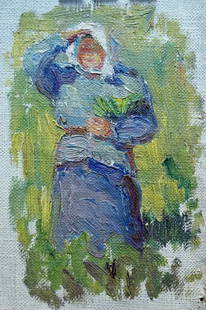 Oil painting Grandmother's portrait Tsvetkova V. P.: &#8470;Verns 280 *** ABOUT THIS PAINTING *** * TITLE: "Grandmother's portrait" * ARTISTS: Tsvetkova V. P. * SIZE: 17x11 cm/'6.69x4.33 inches' * MEDIUM: oil, canvas * HAND PAINTED: Original painting fr