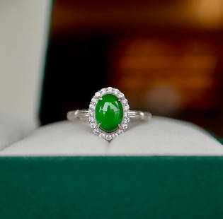 Natural Grade A Jadeite Ring: Natural Grade A jadeite ring. Main stone is about 8*6mm, ice green, inlaid with S925 sterling silver. Open design, freely adjustable Reserve: $100.00 Shipping: Domestic: Shipping rates are determined