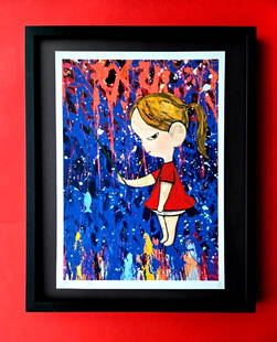 Death NYC Large Framed 16x20in Pop Art Certified THE GIRL OF JAPAN NARA #8: Up for Sale this Beautiful and Scarce Print by Pop Art Graffiti Master Artist Death NYC Hand Signed in Pencil Numbered X/100 or Proof This piece is mounted on a 20 x 16 in. black acid free black board