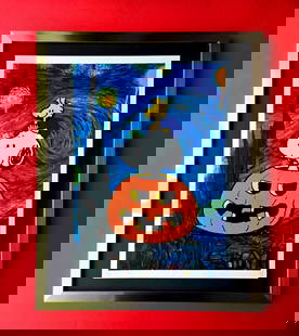 Death NYC Large Framed 16x20in Pop Art Hand Signed SNOOPY HALLOWEEN COA #8: Up for Sale this Beautiful and Scarce Print by Pop Art Graffiti Master Artist Death NYC Hand Signed in Pencil Numbered X/100 or Artist Proof This piece is mounted on a 20 x 16 in. black acid free blac