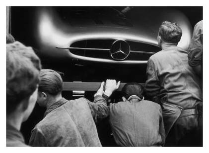 Mercedes Inspection 10x12" Silver Gelatin Fibre Print: Description Mercedes Inspection 10x12" Silver Gelatin Fibre Print 4th July 1954: Mechanics examine Juan Manuel Fangio’s W196 Mercedes Benz in the pits at the French Grand Prix in Reims. Original